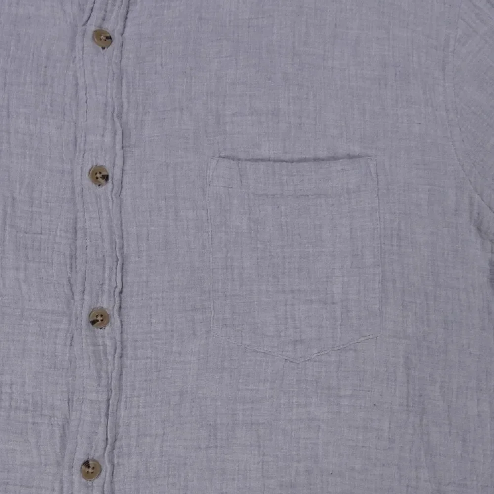 J.Crew Short Sleeve Gauze Shirt Mens XL Grey Textured Button Up